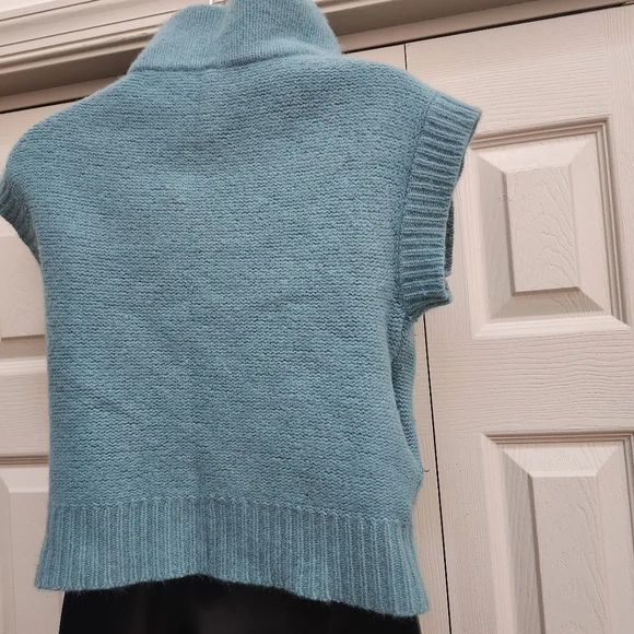 Women's Teal Button Up Woolen Angora Sweater w/ Pockets By Free People sz. Small - Picture 7 of 16